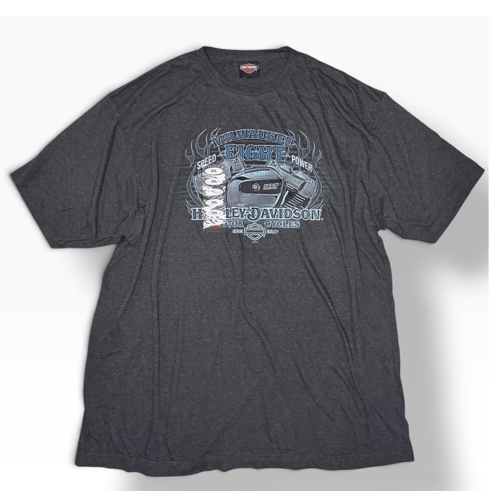 Harley Davidson Men's XXL Graphic T-Shirt Grey Milwaukee-Eight 107 NEW